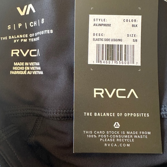 NWT - RVCA: ELASTIC SIDE WORKOUT LEGGINGS Sz: S/8 - Picture 6 of 7